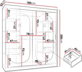 Гардероб Бахрайн 180 плъзгащ-Кашмир