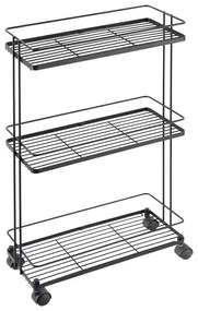Матово черен стоманен подвижен стелаж 38x62x16 cm Lava – Metaltex