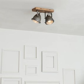 Индустриален прожектор стомана с дървена рамка и наклоняващ се 2 лампи - Emado