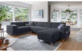 Антрацитен разтегателен/с място за съхранение ъглов диван (ляв ъгъл/U форма) Classy Sophie – Miuform