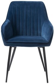 Тъмносини тапицирани трапезни столове в комплект с подлакътници 2 бр. Nolan Stripe – Unique Furniture