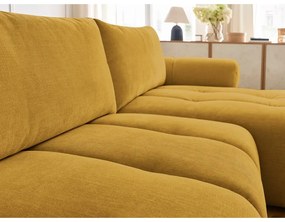 Сгъваем/с място за съхранение ъглов диван в цвят горчица (десен ъгъл) Fuji – Bobochic Paris