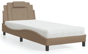 3208758 vidaXL Легло с матрак, капучино, 80x200 см, изкуствена кожа