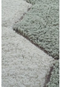 Светлозелен ръчно изработен памучен кръгъл килим подходящ за пране ø 140 cm Honeycomb Blue Sage – Lorena Canals