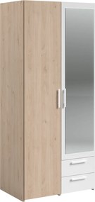 Гардероб Dorm 2-врати с огледало-Сонома - бял