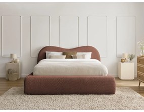 Оранжево тапицирано двойно легло с място за съхранение с включена подматрачна рамка 140x190 cm Orlane – Bobochic Paris