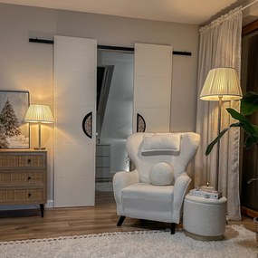 Модерна подова лампа стомана с бял плисиран абажур 45 см - Simplo