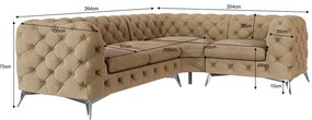 Светлокафяв кадифен ъглов диван (десен ъгъл/L форма) Chelsea – Ropez