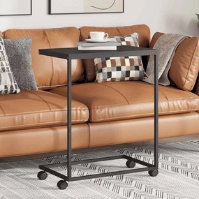 343101 vidaXL Помощна маса с колелца черна 55x35x70 см инженерно дърво