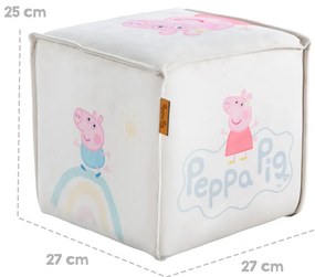 Бял кадифен детски пуф Peppa Pig – Roba