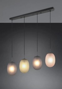 Матово черно висящо осветително тяло със стъклен абажур Facette – Trio