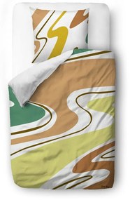 Единично спално бельо от памучен сатен в бяло и оранжево 140x200 cm Student Collection – Butter Kings
