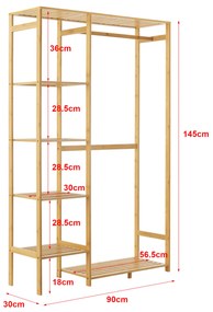 Поставка за портманта Eurajoki 139x100x40 см естествен бамбук []