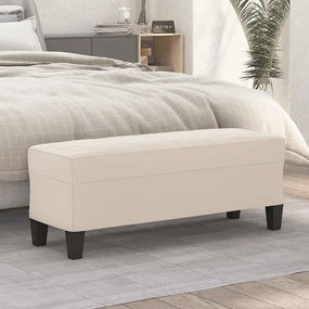 349469 vidaXL Пейка, кремава, 100x35x41 см, микрофибърен плат