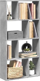 858150 vidaXL Библиотека, бетонно сива, 60x20x120,5 см, инженерно дърво