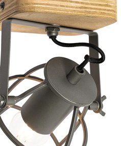 Индустриален прожектор тъмно сив с дърво регулируем - Arthur