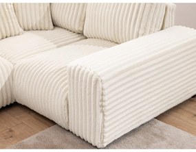 Кремав ъглов диван от рипсено кадифе (десен ъгъл/U форма) Justin – Ropez