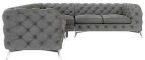 Сив кадифен ъглов диван Chelsea – Ropez