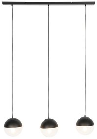 Ретро висяща лампа черна с прозрачно стъкло овална 3-светлина - Eclipse