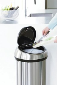 Кош за боклук Brabantia Touch Bin 647255, 60 л, Плавно и безшумно отваряне, Устойчив на пръстови отпечатъци, Инокс/мат