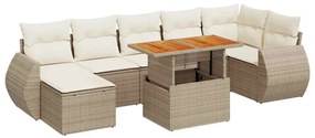 3327292 vidaXL Градински диван с възглавници, 8 части, бежов полиратан