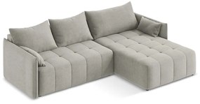 Светлосив разтегателен ъглов диван с място за съхранение (десен ъгъл) Moku – Makamii