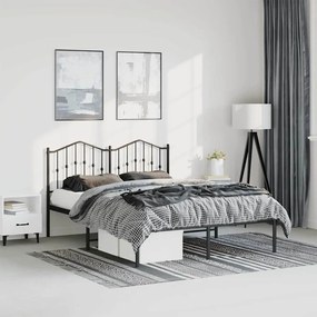373788 vidaXL Метална рамка за легло с горна табла, черна, 135x190 см