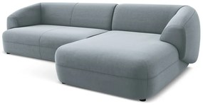 Светлосин кадифен ъглов диван (десен ъгъл) Moana – Makamii