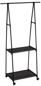Черна метална стойка за дрехи на колелца 84x43x156 cm – Casa Selección