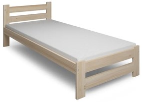 Легло от масив HEUREKA + Матрак от пяна DE LUX 14 cm + решетка  БЕЗПЛАТНО, 90x200, естествен лак