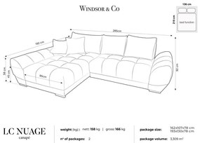 Светлосив ъглов диван с кадифена тапицерия , ляв ъгъл Nuage - Windsor &amp; Co Sofas