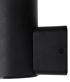 Външна стенна лампа черна с опалово стъкло с датчик за движение - Huma