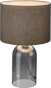 Rabalux Luxin, настолна лампа, лампа от тонирано стъкло със сив текстилен абажур, E14 1xMAX40W, В33см, Д20см, кабел: 130см, сив