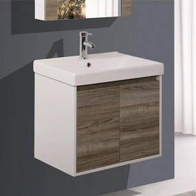 Конзолен PVC шкаф ICP 6055 WOODEN с умивалник, 60x55x45см