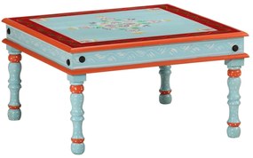 353763 vidaXL Маса за кафе, синя, ръчно рисувана, мангово дърво масив