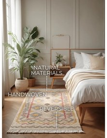 Кремава ръчно изработена ютена пътека 80x200 cm Roya Imani – Elle Decoration