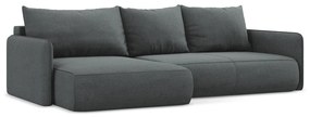 Сив разтегателен ъглов диван с място за съхранение (ляв ъгъл) Nanea – Makamii