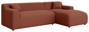 Ъглов диван от рипсено кадифе в тухлен цвят (десен ъгъл) Martin – Ropez