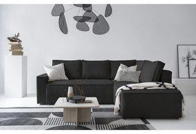 Антрацитен разтегателен ъглов диван от рипсено кадифе (десен ъгъл) Brave Dave – Miuform