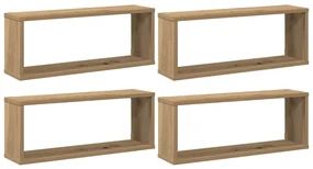 856590 vidaXL Стенни кубични рафтове, 4 бр, дъб артизан, 60x15x23 см