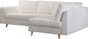 Бял ъглов диван от плат букле (десен ъгъл) Ariella - Ropez