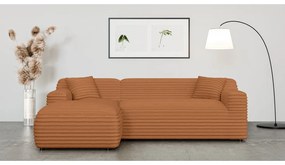 Теракотен ъглов диван от рипсено кадифе (ляв ъгъл) Martin – Ropez