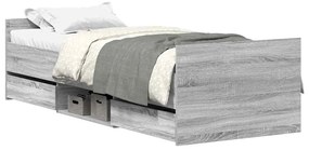3203808 vidaXL Рамка за легло с горна и долна табла, сив сонома, 90x200 см