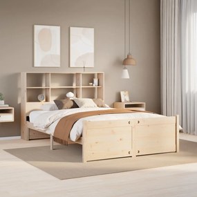 3322459 vidaXL Легло с етажерка за книги, без матрак, 120x190 см, бор масив