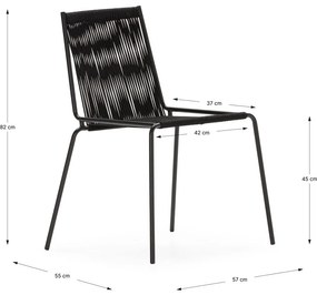 Черни метални трапезни столове в комплект за подреждане 2 бр. Emily – Marckeric