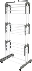 Сушилник за дрехи Kinghoff KH 2044, 30 м, До 30 кг, 3 нива, Колелца, Стомана, Бял/сив