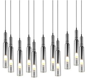 LED висящо осветително тяло със стъклен абажур в черно-сребристо Lucent - Trio Select