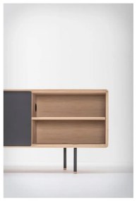 Черна/естествена маса за телевизор от масивен дъб 180x64 cm Fina – Gazzda