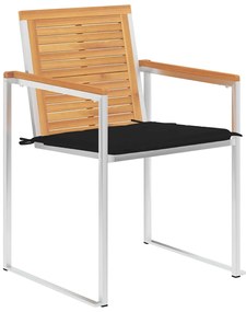 3078588 vidaXL Градински столове, 6 бр, с възглавници, тиково дърво масив