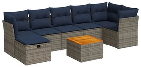 3325771 vidaXL Градински комплект диван с възглавници 8 части сив полиратан